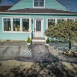 cobblestone decorative concrete with european fan walkway