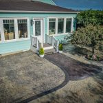 cobblestone decorative concrete with european fan walkway