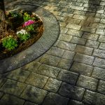 cobblestone decorative concrete with european fan walkway