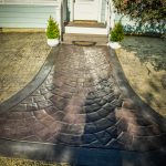cobblestone decorative concrete with european fan walkway