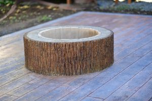 reclaimed lumber stamped concrete