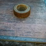 stamped concrete fireplace
