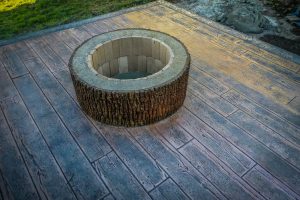 reclaimed lumber stamped concrete