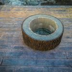 stamped concrete fireplace