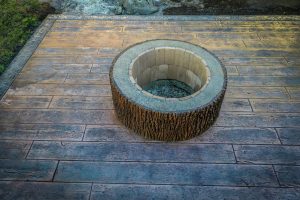 stamped concrete fireplace