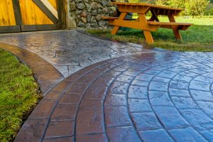 colored patio and concrete stamped outdoor living space