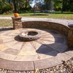 decorative concrete fire place and patio