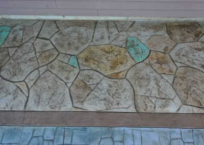 Acid stained flagstone stamped concrete Oregon Coast concrete contractor