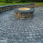 stamped concrete fireplaces with patio
