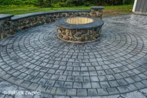 stamped concrete fireplaces with patio