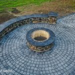 stamped concrete fireplaces with patio