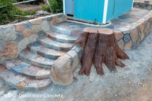 OCF reclaimed wood stamped concrete