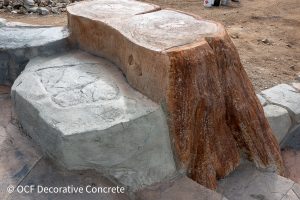 reclaimed wood stamped concrete