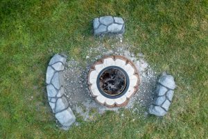 stamped concrete fireplace