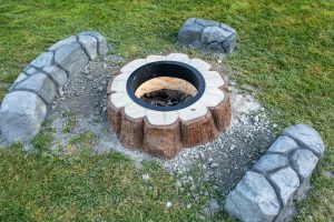 stamped concrete outdoor seating