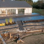 outdoor stamped concrete by house