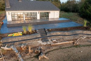 outdoor stamped concrete by house