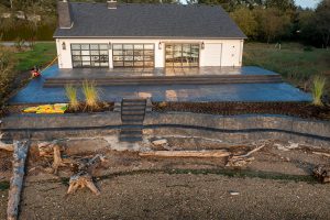 outdoor stamped concrete by house
