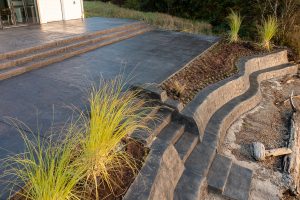 outdoor stamped concrete walls