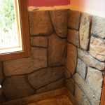 vertical overlay into rock pattern over wainscoting