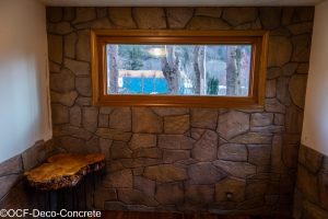 stamped concrete over wainscoting 