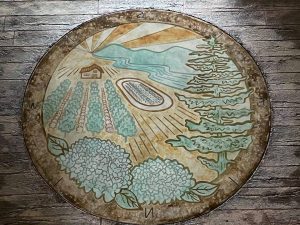 acid stained costume concrete medallion concrete