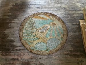 acid stained custom concrete medallion