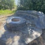 seating wall fireplace outdoor living space