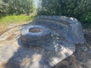 seating wall fireplace outdoor living space