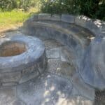 seating wall fireplace outdoor living space
