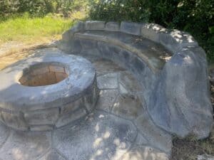 seating wall fireplace outdoor living space