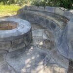 seating wall fireplace outdoor living space