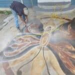 custom engrave & stain concrete design