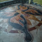 custom engrave & stain concrete design