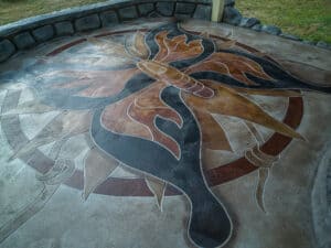custom engrave & stain concrete design