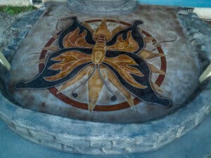 custom engrave & stain concrete design