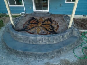 custom engrave & stain concrete design