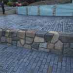 cobblestone conrete driveway, retaining wall, acid stain rockaway oregon