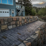 cobblestone conrete driveway, retaining wall, acid stain rockaway oregon