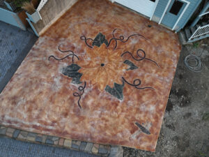 acid stain & engrave concrete design rockaway