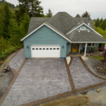 weathered brick driveway concrete stamping