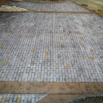 weathered brick concrete driveway stamping