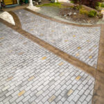 weathered brick concrete driveway stamping