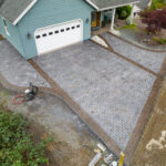 weathered brick concrete driveway stamping