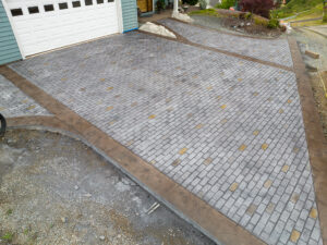 weathered brick driveway concrete stamping | Decorative Concrete including stamped concrete, overlays, epoxy floors, and vertical rock. weathered brick concrete driveway stamping