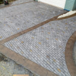 weathered brick concrete driveway stamping