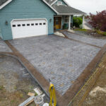 weathered brick concrete driveway stamping