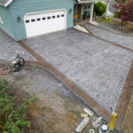 weathered brick concrete driveway stamping