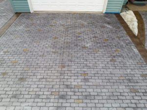 weathered brick concrete stamping | Decorative Concrete including stamped concrete, overlays, epoxy floors, and vertical rock. weathered brick concrete stamping