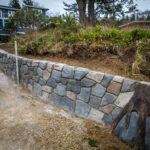 Retaining wall random stone concrete